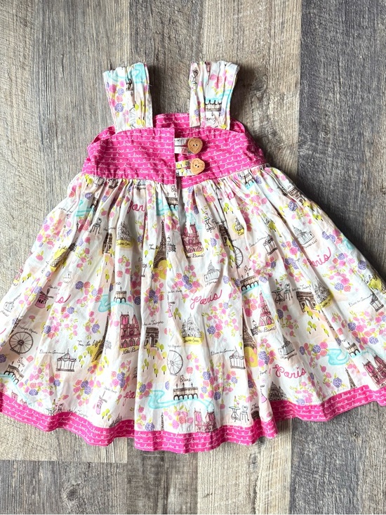 Boutique Other - Girls Boutique Paris Dress 4 5 Eiffel Tower Floral Pinafore Dress